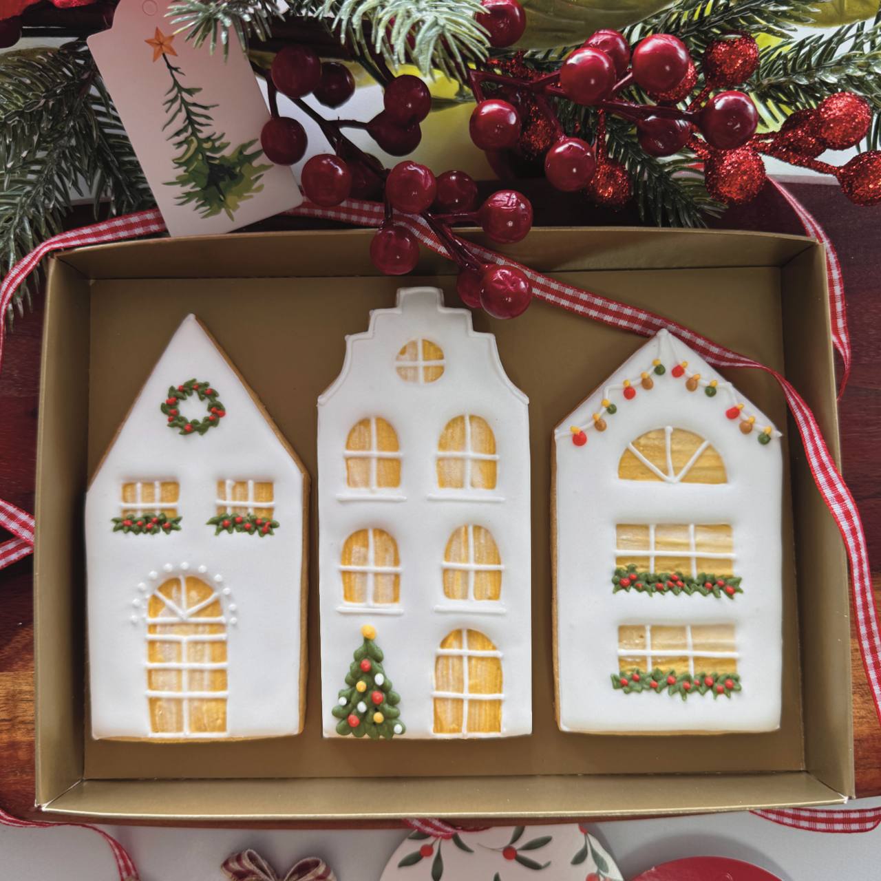 Large Decorated House Cookies Gift Box (3pc)