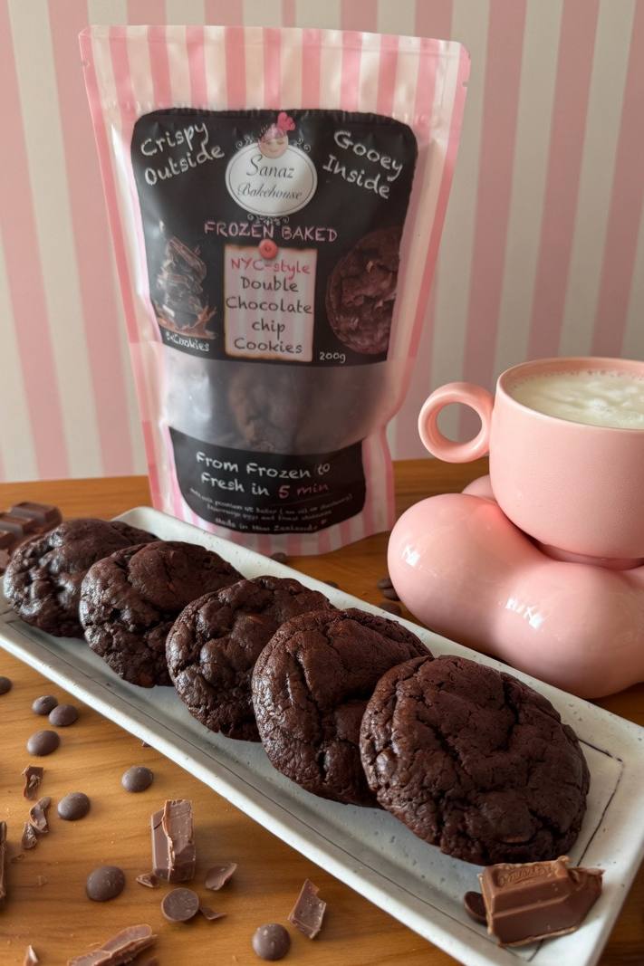 FROZEN BAKED DOUBLE CHOCOLATE CHIP COOKIES