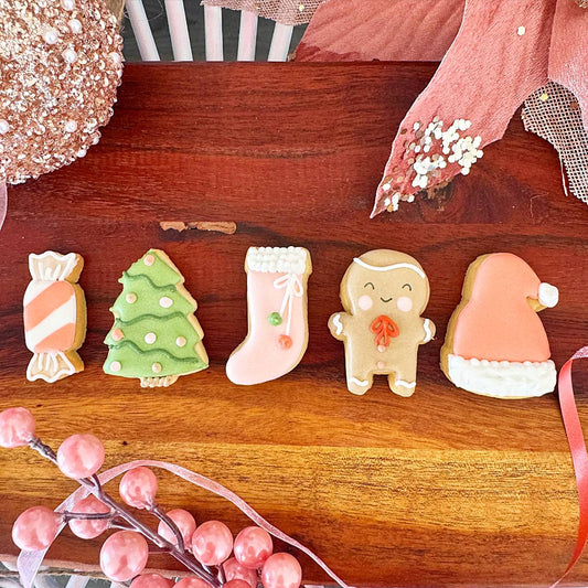 Mini Christmas Cookies 5pc (Pink)
