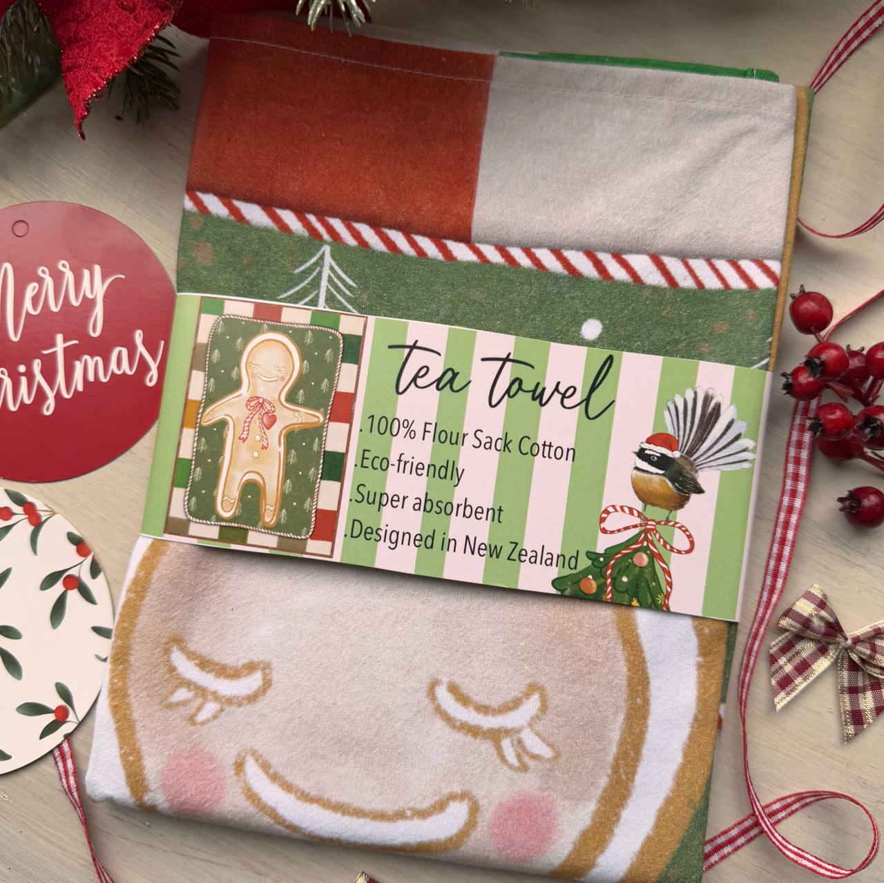 Christmas Tea Towel (Gingerbread Man)