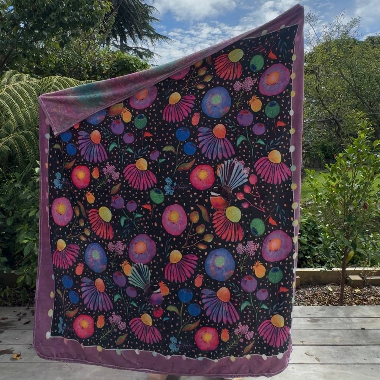 Cloud Soft Throw Blanket Midnight Bloom Fantail