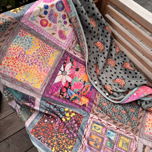 Wearable Blanket / Throw Blanket - Patchwork Design