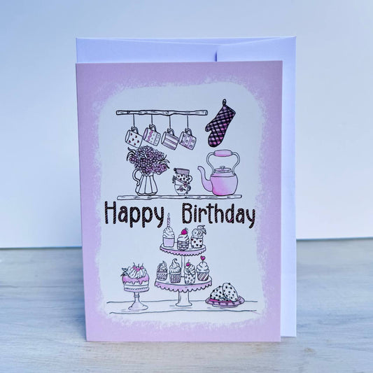Birthday Card - Pink Kitchen