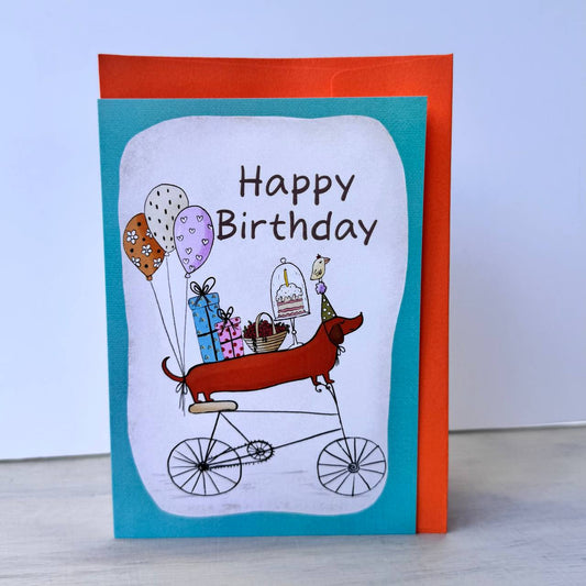 Birthday Card - Birthday Pup On a Bike