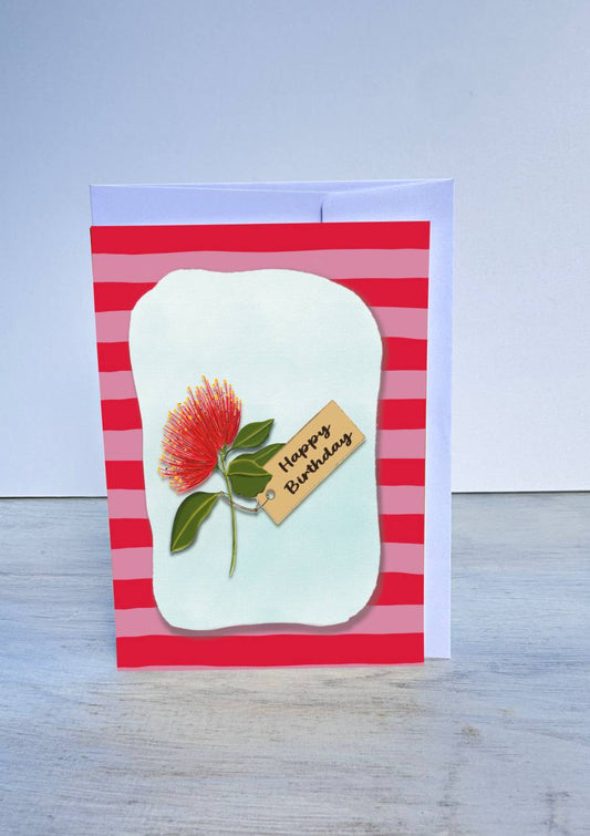 Kiwiana Greeting Card- Pohutukawa Happy Birthday card